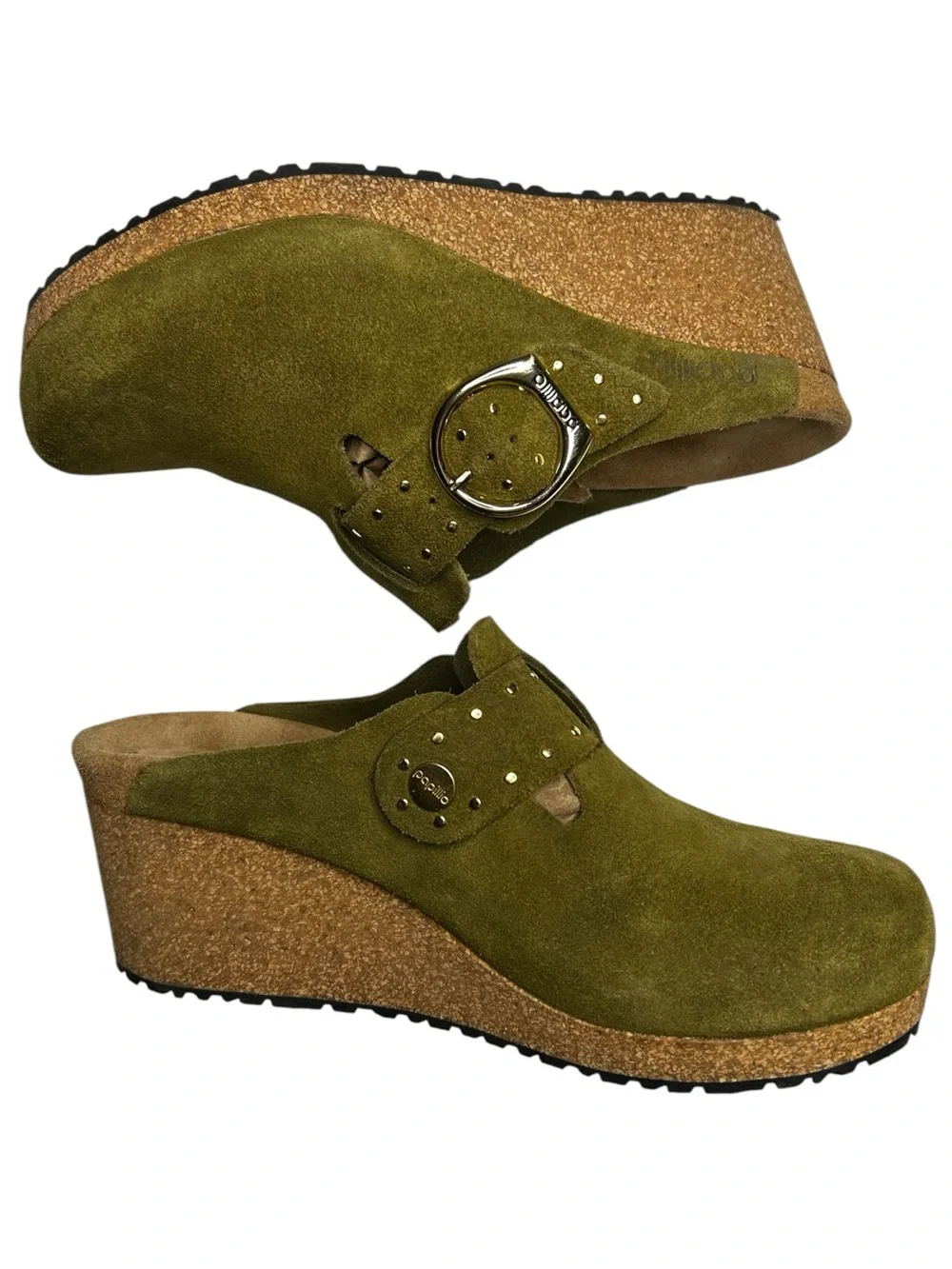Birkenstock Papillio Fanny Wedge Clogs Thyme Suede EU 37 US 6-6.5 Narrow / Med - Picture 8 of 14